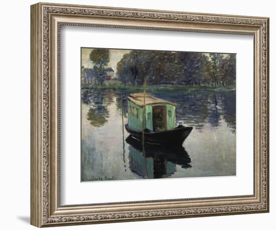 Monet's Studio-Boat, 1874-Claude Monet-Framed Giclee Print