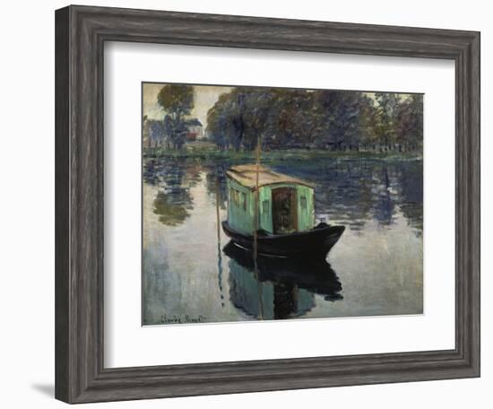 Monet's Studio-Boat, 1874-Claude Monet-Framed Giclee Print