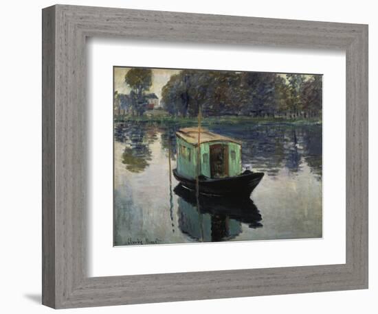 Monet's Studio-Boat, 1874-Claude Monet-Framed Giclee Print