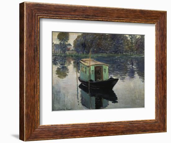 Monet's Studio-Boat, 1874-Claude Monet-Framed Giclee Print