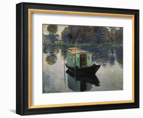 Monet's Studio-Boat, 1874-Claude Monet-Framed Giclee Print