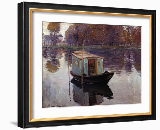 Monet's Studio Boat-Claude Monet-Framed Giclee Print