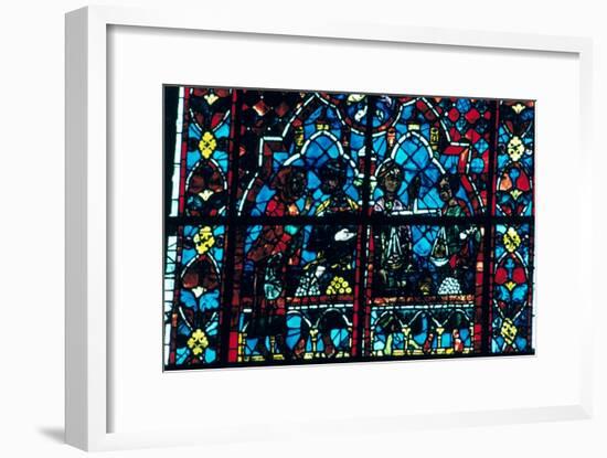 Money changers, stained glass, Chartres Cathedral, Chartres, France. Artist: Unknown-Unknown-Framed Giclee Print