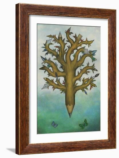 Money doesn't grow on trees, 2020 (w/c paint, coloured pencil and graphite)-Wayne Anderson-Framed Giclee Print
