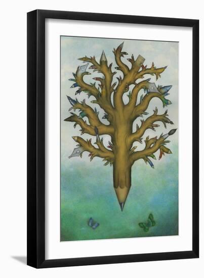 Money doesn't grow on trees, 2020 (w/c paint, coloured pencil and graphite)-Wayne Anderson-Framed Giclee Print