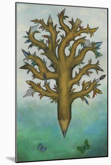 Money doesn't grow on trees, 2020 (w/c paint, coloured pencil and graphite)-Wayne Anderson-Mounted Giclee Print