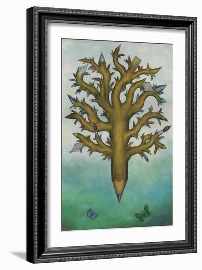 Money doesn't grow on trees, 2020 (w/c paint, coloured pencil and graphite)-Wayne Anderson-Framed Giclee Print