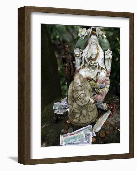 Money Offering and Statues in the Garden of Buddhapadipa Temple, Wimbledon, London, England, Uk-null-Framed Photographic Print