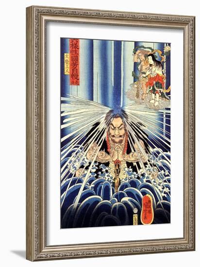 Mongaku Doing Penace at the Nachi Waterfall-Kuniyoshi Utagawa-Framed Giclee Print