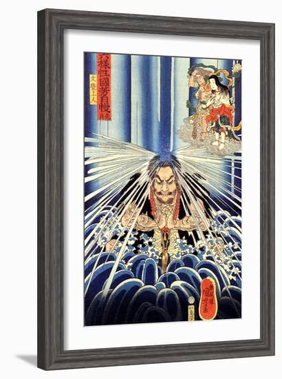 Mongaku Doing Penace at the Nachi Waterfall-Kuniyoshi Utagawa-Framed Giclee Print