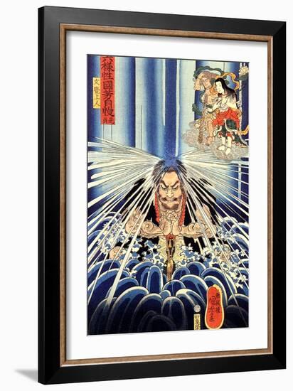 Mongaku Doing Penace at the Nachi Waterfall-Kuniyoshi Utagawa-Framed Giclee Print