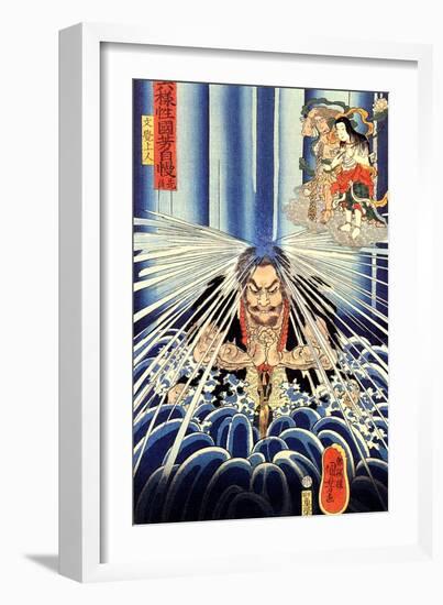 Mongaku Doing Penace at the Nachi Waterfall-Kuniyoshi Utagawa-Framed Giclee Print