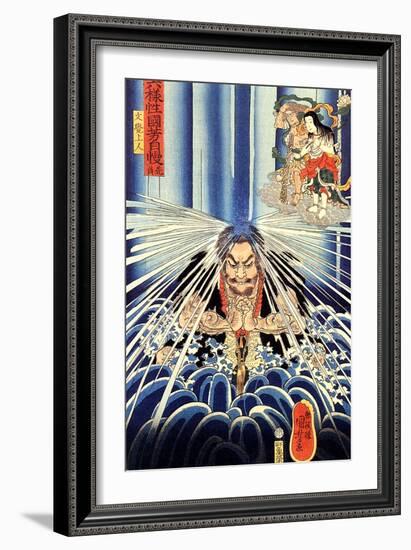 Mongaku Doing Penace at the Nachi Waterfall-Kuniyoshi Utagawa-Framed Giclee Print