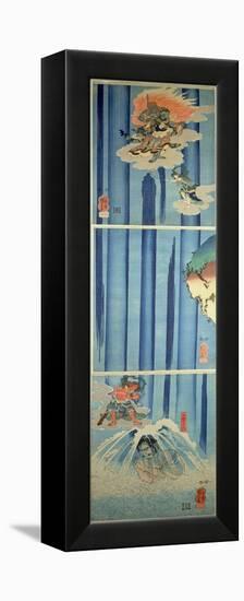 Mongaku Shonin under the Waterfall, C.1851 (Vertical Triptych)-Kuniyoshi Utagawa-Framed Premier Image Canvas