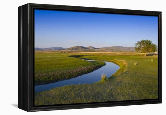 Mongolia, Central Asia, Camp in the Steppe Scenery of Gurvanbulag, River-Udo Bernhart-Framed Premier Image Canvas