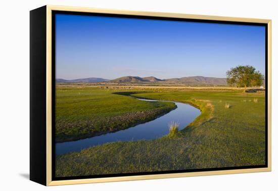 Mongolia, Central Asia, Camp in the Steppe Scenery of Gurvanbulag, River-Udo Bernhart-Framed Premier Image Canvas