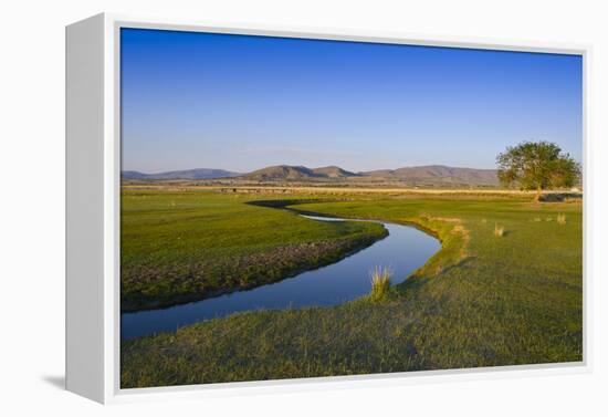 Mongolia, Central Asia, Camp in the Steppe Scenery of Gurvanbulag, River-Udo Bernhart-Framed Premier Image Canvas