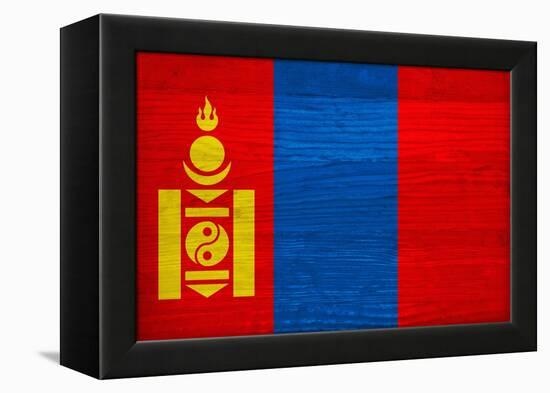 Mongolia Flag Design with Wood Patterning - Flags of the World Series-Philippe Hugonnard-Framed Stretched Canvas