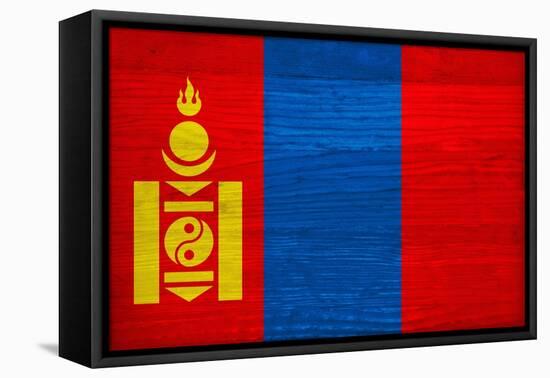 Mongolia Flag Design with Wood Patterning - Flags of the World Series-Philippe Hugonnard-Framed Stretched Canvas