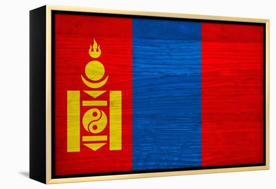 Mongolia Flag Design with Wood Patterning - Flags of the World Series-Philippe Hugonnard-Framed Stretched Canvas