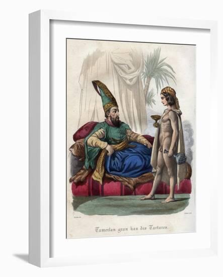 Mongolian monarch Timur (Tamerlane) (1336-1405) and a young naked-French School-Framed Giclee Print