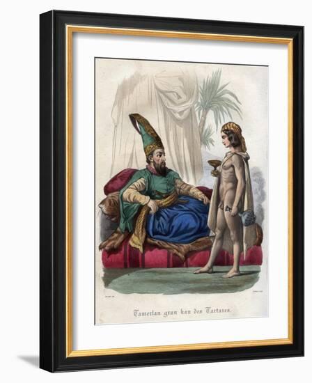 Mongolian monarch Timur (Tamerlane) (1336-1405) and a young naked-French School-Framed Giclee Print