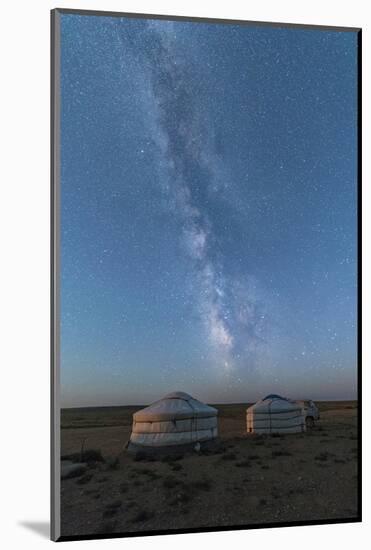 Mongolian traditional gers under the Milky Way, Ulziit, Middle Gobi province, Mongolia, Central Asi-Francesco Vaninetti-Mounted Photographic Print