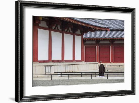 Monk at Shitenno-Ji Temple, Tennoji, Osaka, Kansai, Japan-Ian Trower-Framed Photographic Print