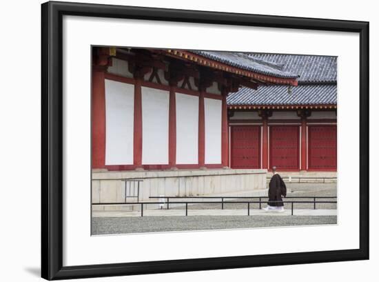 Monk at Shitenno-Ji Temple, Tennoji, Osaka, Kansai, Japan-Ian Trower-Framed Photographic Print