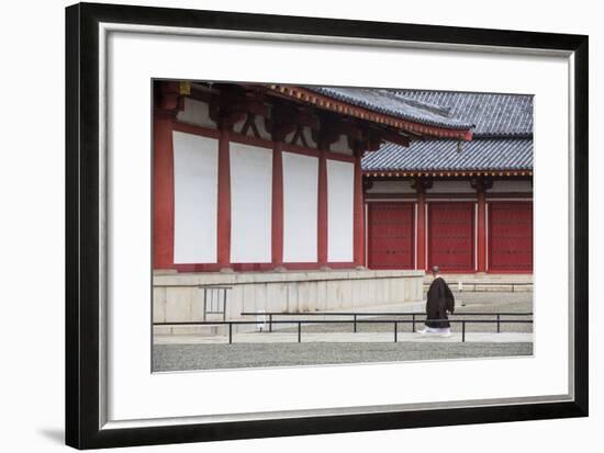 Monk at Shitenno-Ji Temple, Tennoji, Osaka, Kansai, Japan-Ian Trower-Framed Photographic Print