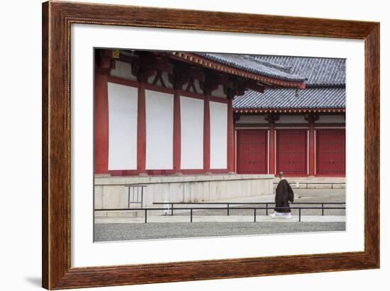 Monk at Shitenno-Ji Temple, Tennoji, Osaka, Kansai, Japan-Ian Trower-Framed Photographic Print