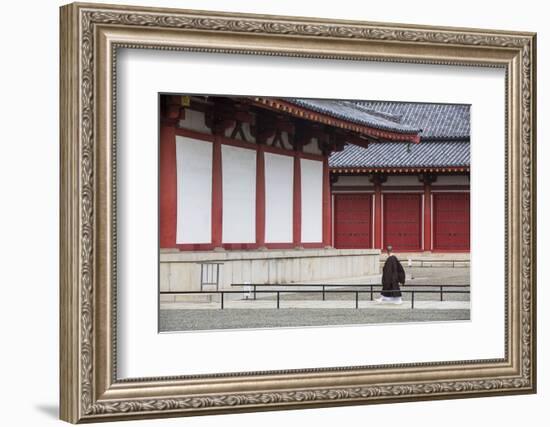 Monk at Shitenno-Ji Temple, Tennoji, Osaka, Kansai, Japan-Ian Trower-Framed Photographic Print