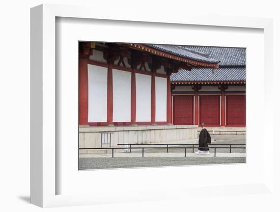 Monk at Shitenno-Ji Temple, Tennoji, Osaka, Kansai, Japan-Ian Trower-Framed Photographic Print