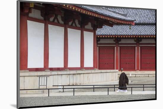 Monk at Shitenno-Ji Temple, Tennoji, Osaka, Kansai, Japan-Ian Trower-Mounted Photographic Print