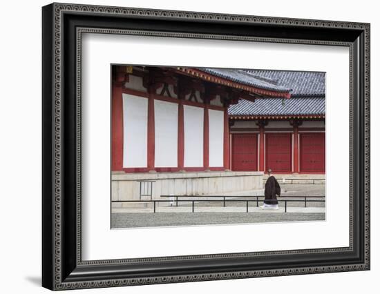 Monk at Shitenno-Ji Temple, Tennoji, Osaka, Kansai, Japan-Ian Trower-Framed Photographic Print