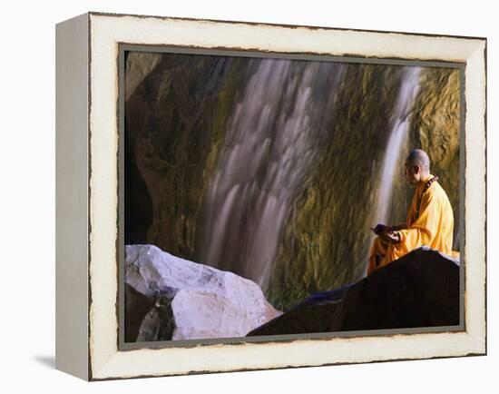 Monk Demonstrating Meditation at Zen Music Shaolin Grand Ceremony, Shaolin, Henan Province, China-Christian Kober-Framed Premier Image Canvas