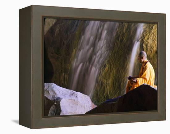 Monk Demonstrating Meditation at Zen Music Shaolin Grand Ceremony, Shaolin, Henan Province, China-Christian Kober-Framed Premier Image Canvas