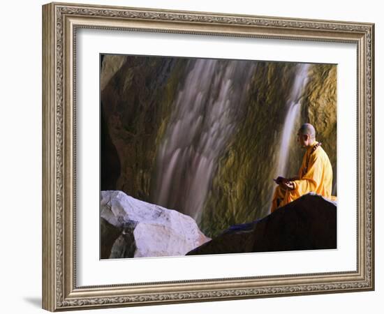 Monk Demonstrating Meditation at Zen Music Shaolin Grand Ceremony, Shaolin, Henan Province, China-Christian Kober-Framed Photographic Print