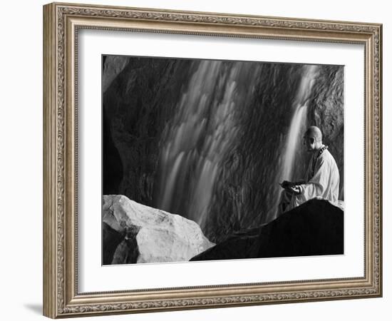 Monk Demonstrating Meditation at Zen Music Shaolin Grand Ceremony, Shaolin, Henan Province, China-Christian Kober-Framed Photographic Print