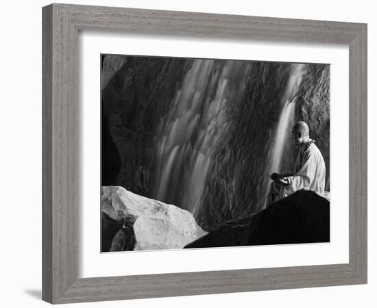 Monk Demonstrating Meditation at Zen Music Shaolin Grand Ceremony, Shaolin, Henan Province, China-Christian Kober-Framed Photographic Print