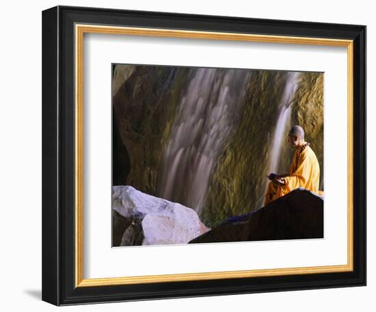 Monk Demonstrating Meditation at Zen Music Shaolin Grand Ceremony, Shaolin, Henan Province, China-Christian Kober-Framed Photographic Print