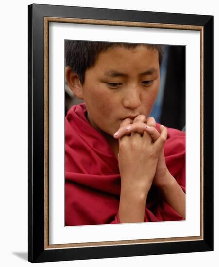 Monk from Songzhanling Monastery, Zhongdian, Deqin Tibetan Autonomous Prefecture, China-Pete Oxford-Framed Photographic Print