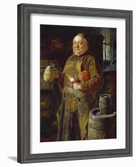 Monk in the Cloister Brewery with Beer Stein as Well as White and Red Radishes, 1889-Eduard Grutzner-Framed Giclee Print