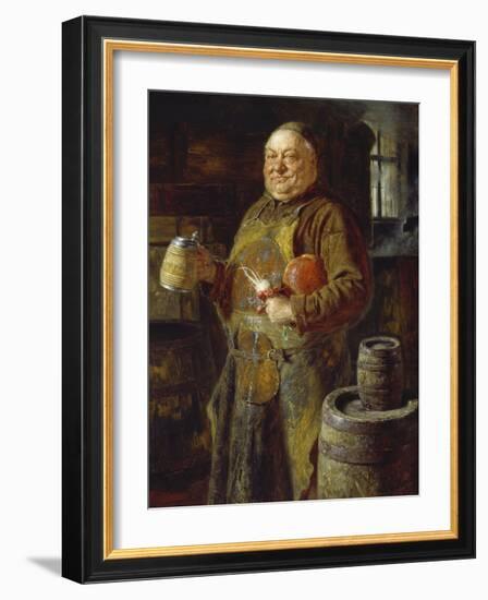 Monk in the Cloister Brewery with Beer Stein as Well as White and Red Radishes, 1889-Eduard Grutzner-Framed Giclee Print