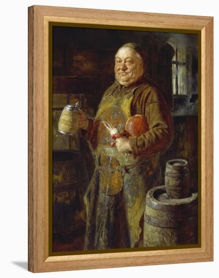 Monk in the Cloister Brewery with Beer Stein as Well as White and Red Radishes, 1889-Eduard Grutzner-Framed Premier Image Canvas