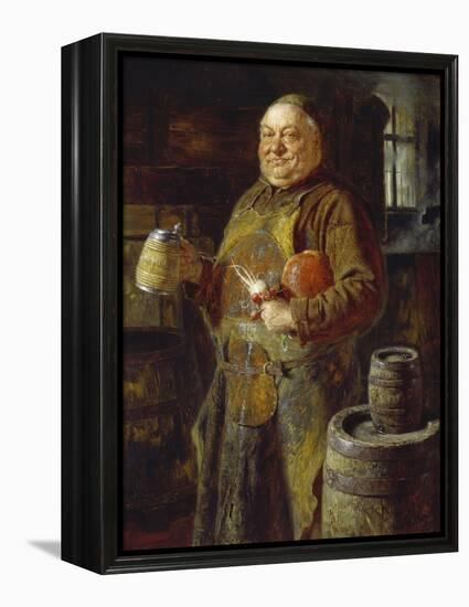 Monk in the Cloister Brewery with Beer Stein as Well as White and Red Radishes, 1889-Eduard Grutzner-Framed Premier Image Canvas