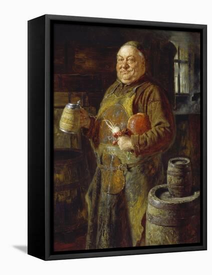 Monk in the Cloister Brewery with Beer Stein as Well as White and Red Radishes, 1889-Eduard Grutzner-Framed Premier Image Canvas