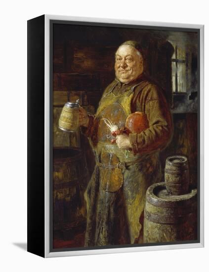 Monk in the Cloister Brewery with Beer Stein as Well as White and Red Radishes, 1889-Eduard Grutzner-Framed Premier Image Canvas