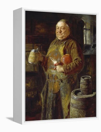 Monk in the Cloister Brewery with Beer Stein as Well as White and Red Radishes, 1889-Eduard Grutzner-Framed Premier Image Canvas