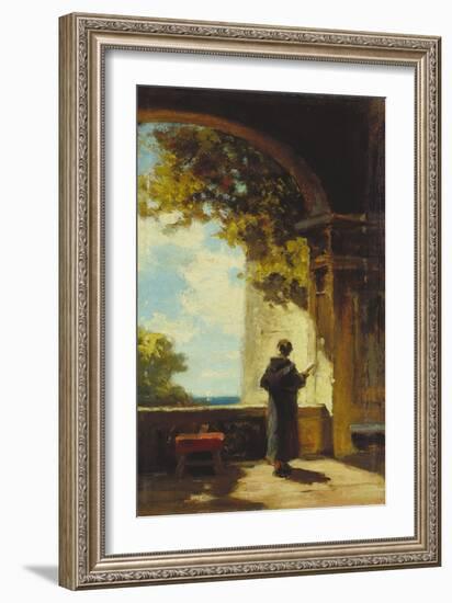 Monk in the cloister, reading the breviary. Ca 1875-Carl Spitzweg-Framed Giclee Print